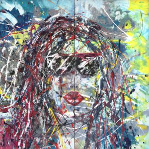 Bubble Gone and Kiss on, 2x2 m, Sabine Kraftmeier, Action Painting