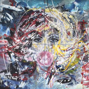 Bubble Gum and Plopp, 2x2 m, Sabine Kraftmeier, Action Painting