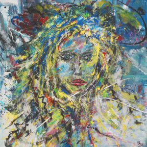 Wild Green Woman, Sabine Kraftmeier, Action Painting
