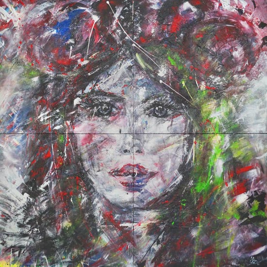 Black Forest Girl, 2x2 m, Sabine Kraftmeier, Action Painting