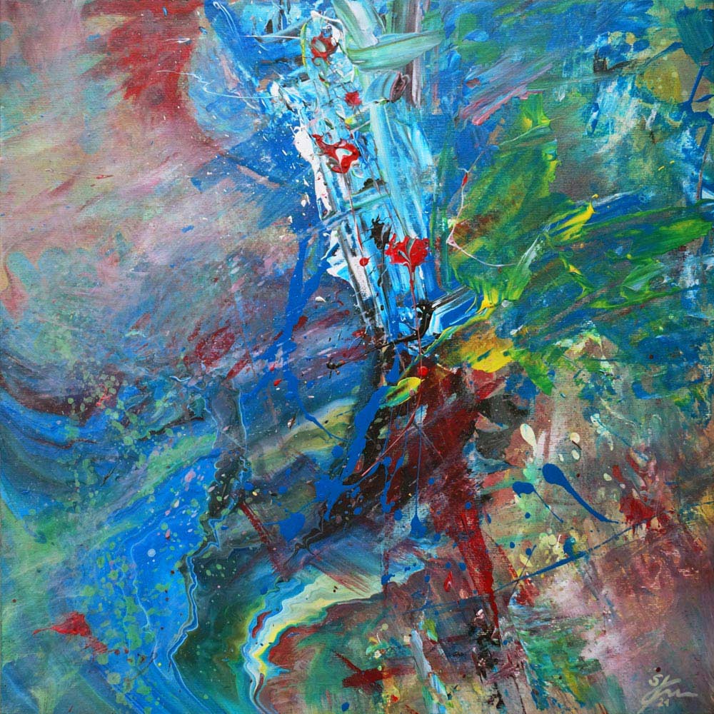 Durchbruch, 50 cm x 50 cm, Sabine Kraftmeier, Action Painting