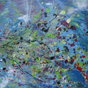 Fliegender Blumenstrauß, 50 cm x 50 cm, Sabine Kraftmeier, Action Painting