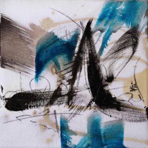 Blue on Wave, 20 cm x 20 cm, Sabine Kraftmeier, Action Painting