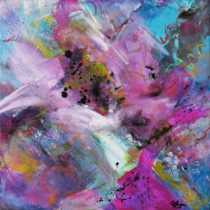 Foggy-Cloud, 40 cm x 40 cm, Sabine Kraftmeier, Action Painting