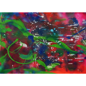 Green Bird, 70 cm x 50 cm, Sabine Kraftmeier, Action Painting