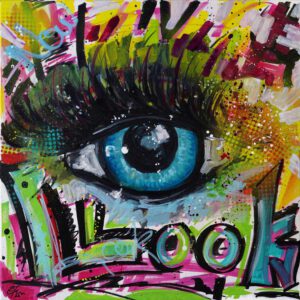 Look NOW, 50 cm x 50 cm, Sabine Kraftmeier, Action Painting