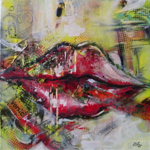 Vorsicht, 50 cm x 50 cm, Sabine Kraftmeier, Action Painting