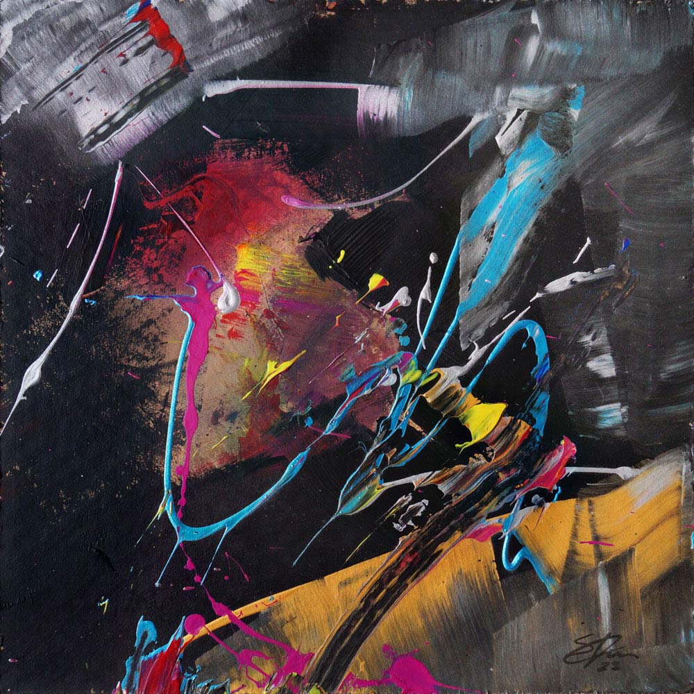 black3, 30 cm x 30 cm, Sabine Kraftmeier, Action Painting