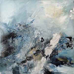 In der Tiefe des Blaus, 50 cm x 50 cm, Sabine Kraftmeier, Action Painting