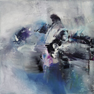Schnee im Treiben, 70 cm x 70 cm, Sabine Kraftmeier, Action Painting